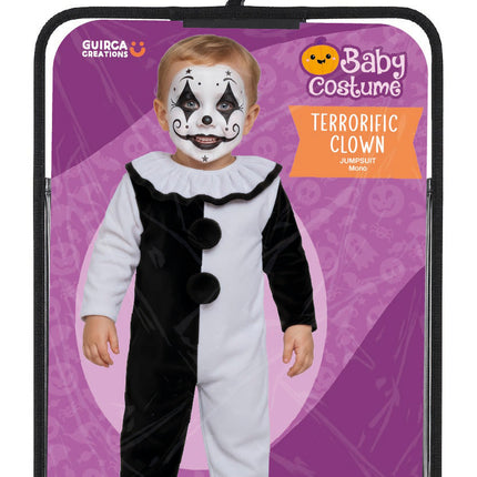 Costume di Halloween da clown in bianco e nero per neonati