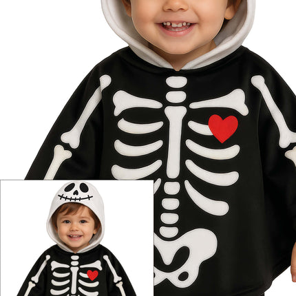 Poncho di Halloween per neonati a forma di scheletro