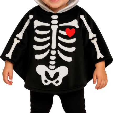 Poncho di Halloween per neonati a forma di scheletro