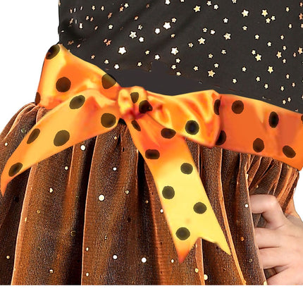 Costume da strega di Halloween per ragazza arancione