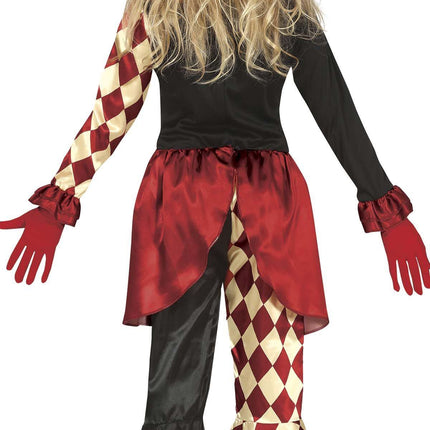 Costume di Halloween da clown dell'orrore per ragazza rosso