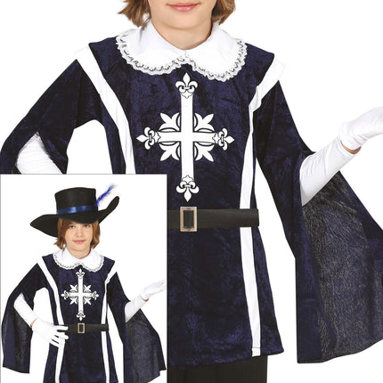 Costume da moschettiere ragazzo blu