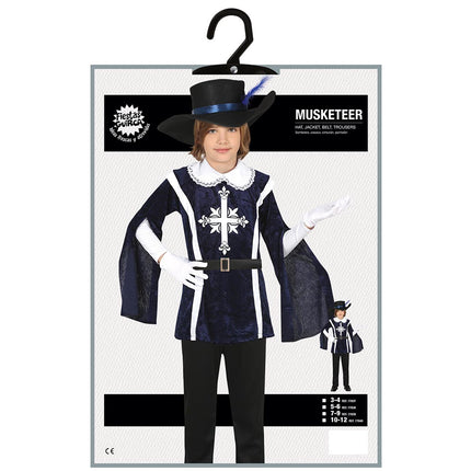 Costume da moschettiere ragazzo blu