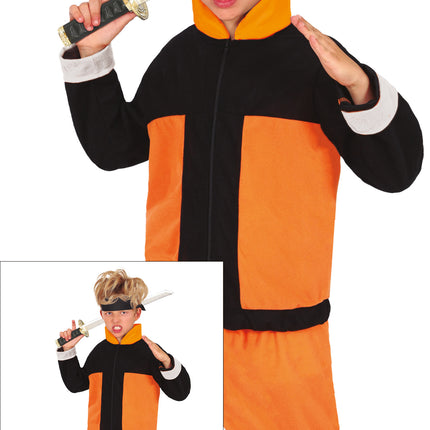 Costume Ninja Ragazzo Arancione Nero