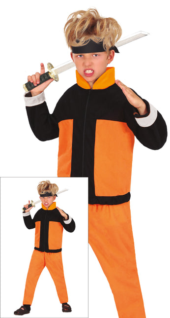 Costume Ninja Ragazzo Arancione Nero