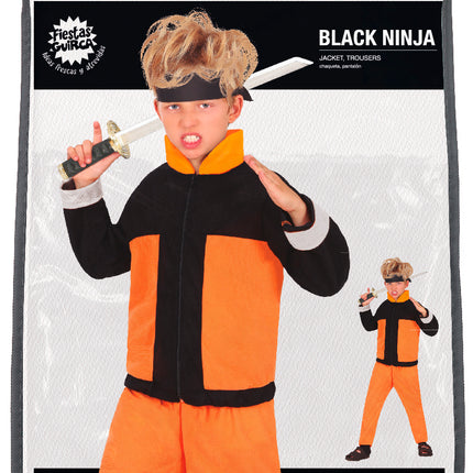 Costume Ninja Ragazzo Arancione Nero