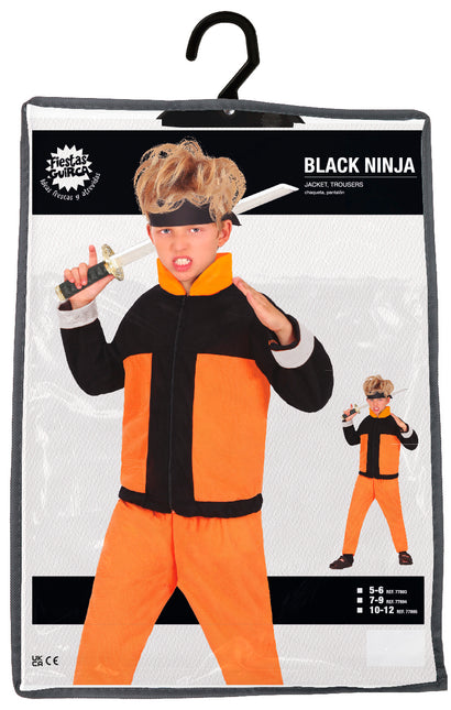 Costume Ninja Ragazzo Arancione Nero
