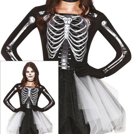 Vestito di Halloween da scheletro da donna nero