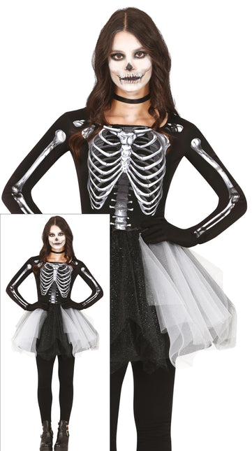 Vestito di Halloween da scheletro da donna nero