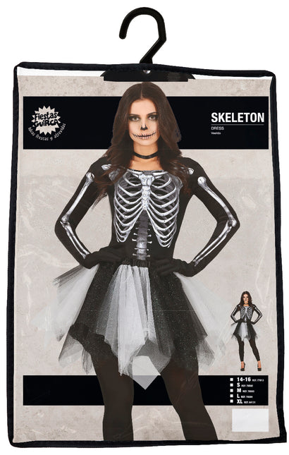Vestito di Halloween da scheletro da donna nero