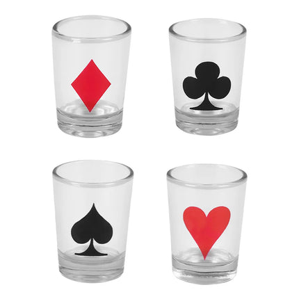 Set per il gioco alcolico "Drinking Poker" (120 fiches da poker, 1 mazzo di carte da gioco, 4 bicchierini da shot)