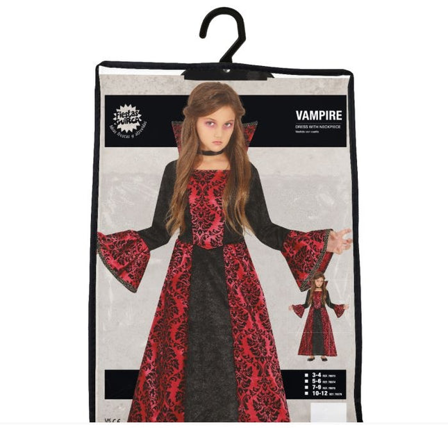 Costume di Halloween da vampiro per ragazza, nero e rosso