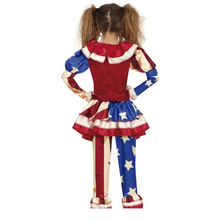 Costume di Halloween da clown dell'orrore per ragazza blu e rosso