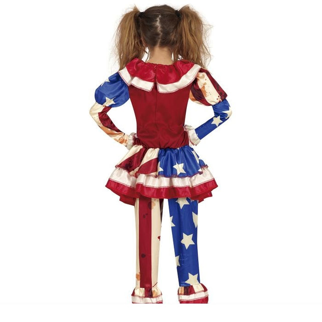 Costume di Halloween da clown dell'orrore per ragazza blu e rosso
