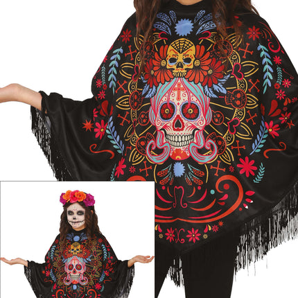 Poncho ragazza Dia De Los Muertos