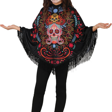 Poncho ragazza Dia De Los Muertos