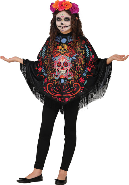 Poncho ragazza Dia De Los Muertos