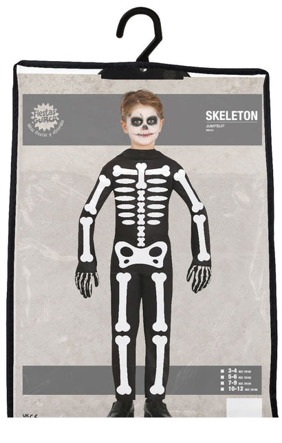 Costume di Halloween da scheletro bambino bianco nero