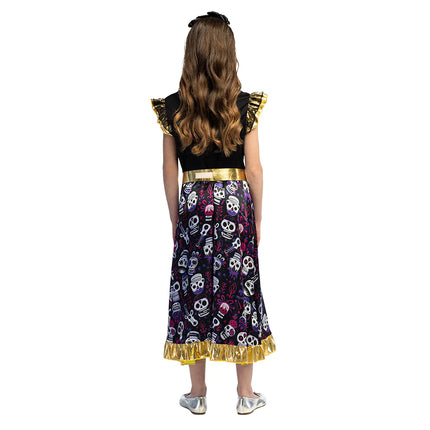 Vestito Dia De Los Muertos Ragazza Maniche a Balze