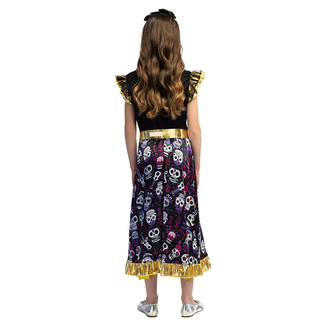 Vestito Dia De Los Muertos Ragazza Maniche a Balze