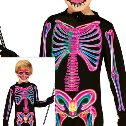 Costume Halloween Bambino Scheletro Neon