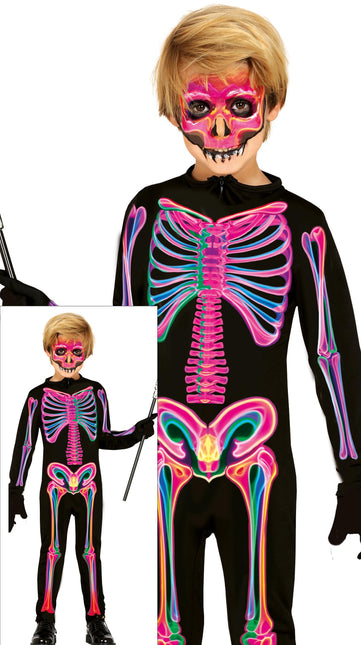 Costume Halloween Bambino Scheletro Neon