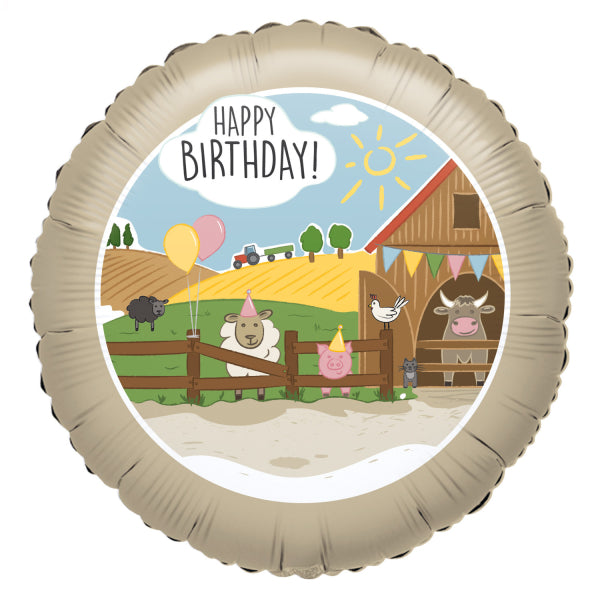 Palloncino ad elio Happy Birthday Farm Vuoto 43cm