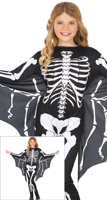 Costume di Halloween bambino nero bianco pipistrello scheletro