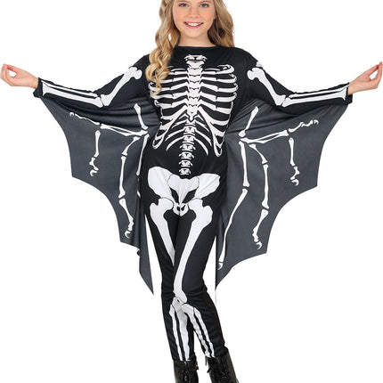 Costume di Halloween bambino nero bianco pipistrello scheletro