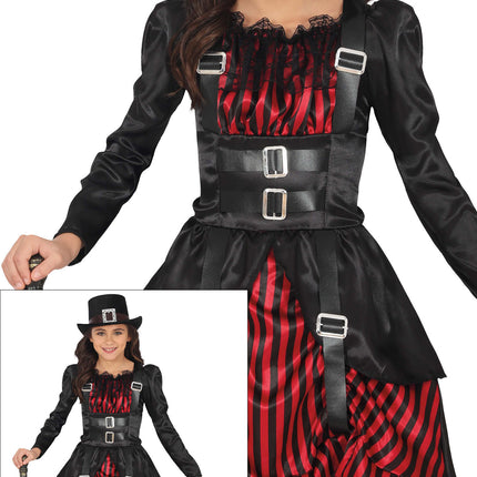 Vestito di Halloween Rosso Nero Ragazza Gotica