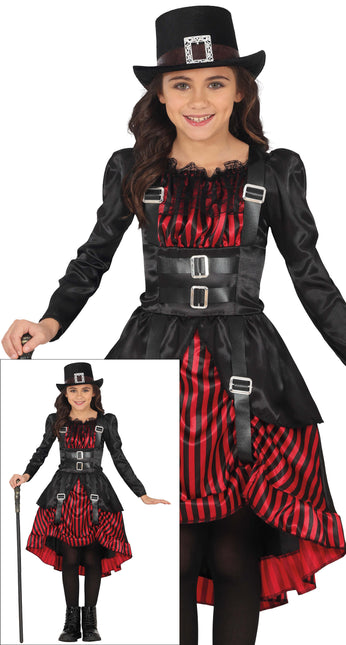 Vestito di Halloween Rosso Nero Ragazza Gotica
