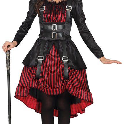 Vestito di Halloween Rosso Nero Ragazza Gotica