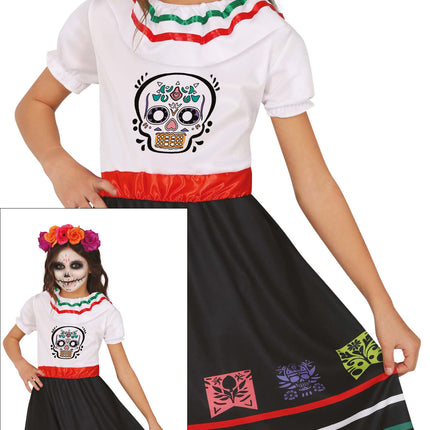 Vestito Dia De Los Muertos Ragazza Teschio