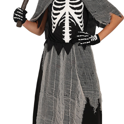 Vestito Halloween Ragazza Scheletro Mietitore