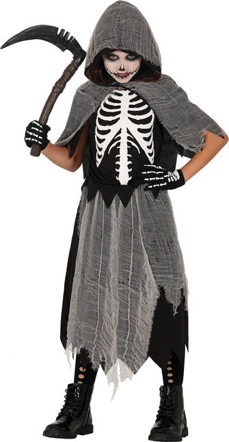 Vestito Halloween Ragazza Scheletro Mietitore
