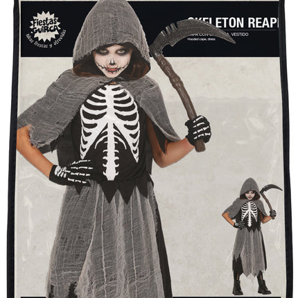 Vestito Halloween Ragazza Scheletro Mietitore