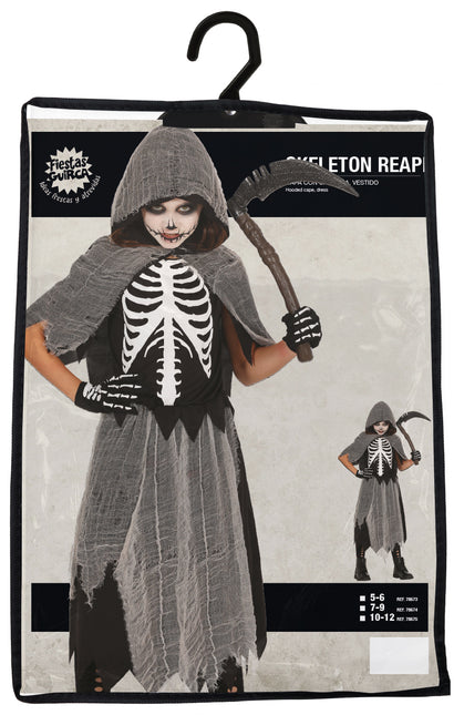 Vestito Halloween Ragazza Scheletro Mietitore