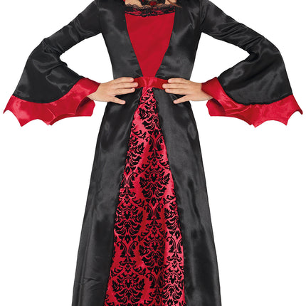 Costume Halloween Nero Rosso Ragazza Vampiro Lungo