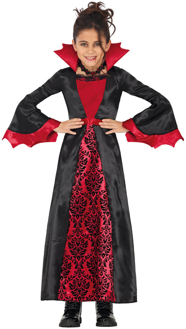 Costume Halloween Nero Rosso Ragazza Vampiro Lungo