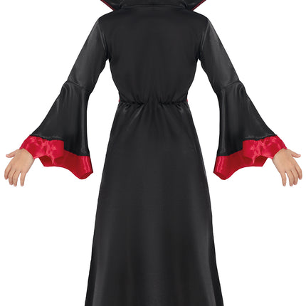 Costume Halloween Nero Rosso Ragazza Vampiro Lungo