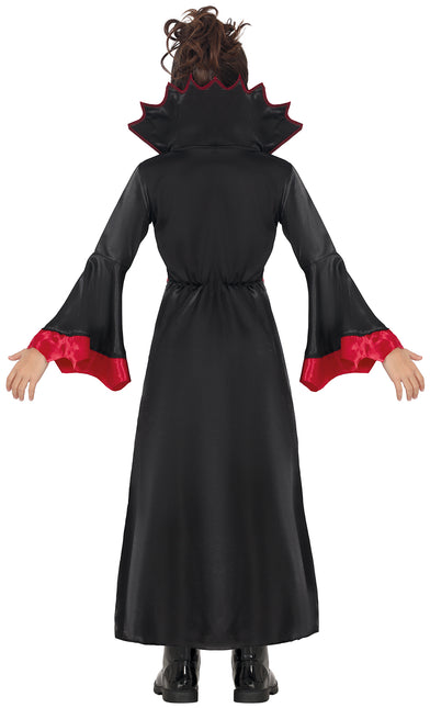 Costume Halloween Nero Rosso Ragazza Vampiro Lungo
