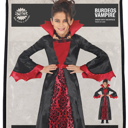 Costume Halloween Nero Rosso Ragazza Vampiro Lungo