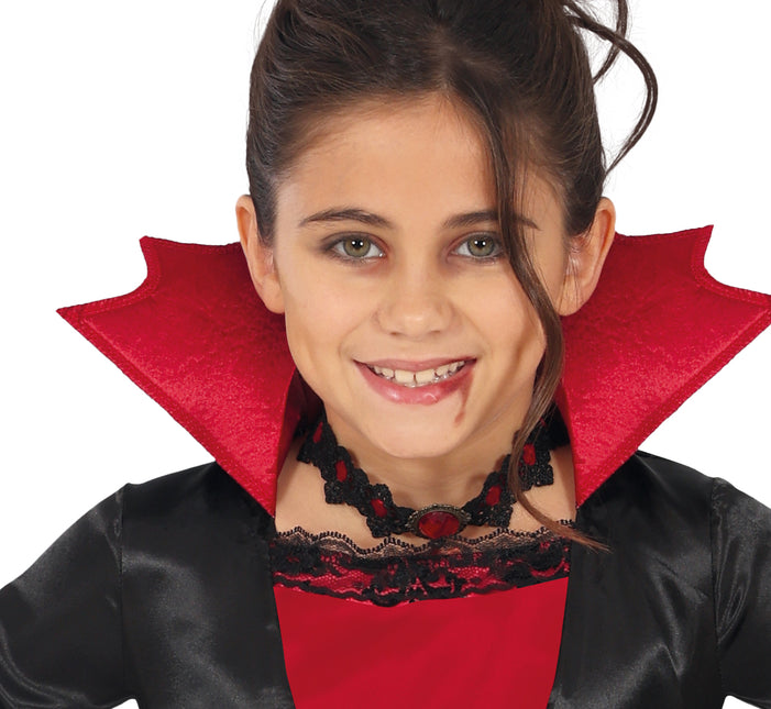Costume Halloween Nero Rosso Ragazza Vampiro Lungo