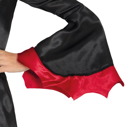 Costume Halloween Nero Rosso Ragazza Vampiro Lungo