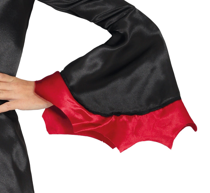 Costume Halloween Nero Rosso Ragazza Vampiro Lungo