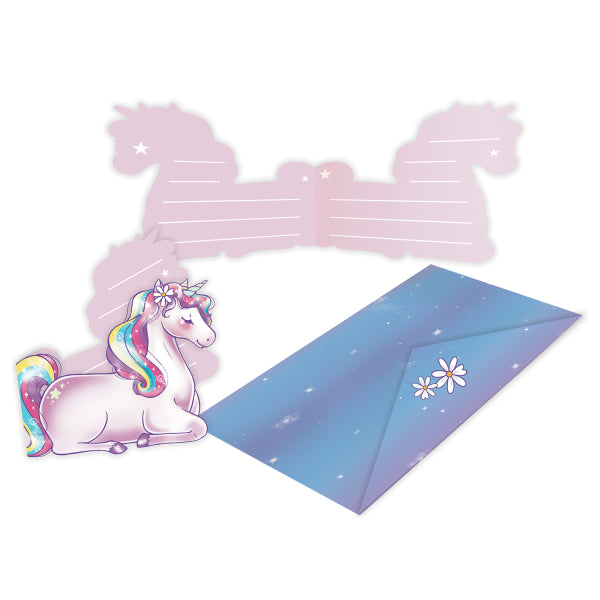 Inviti e buste Unicorno 8 pezzi