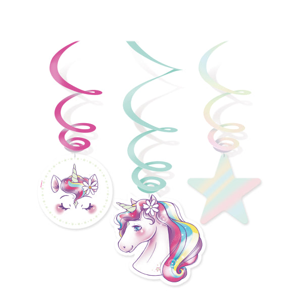 Decorazione Unicorno da appendere 60 cm 6 pezzi