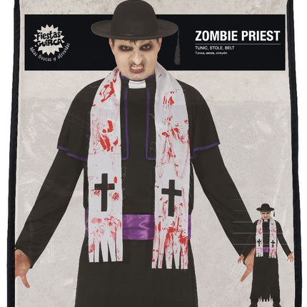 Costume di Halloween da prete zombie uomo L