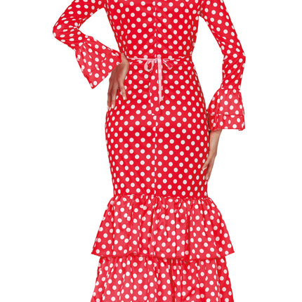 Abito spagnolo Flamenco a pois bianchi