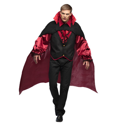 Costume Halloween Vampiro Nero Rosso